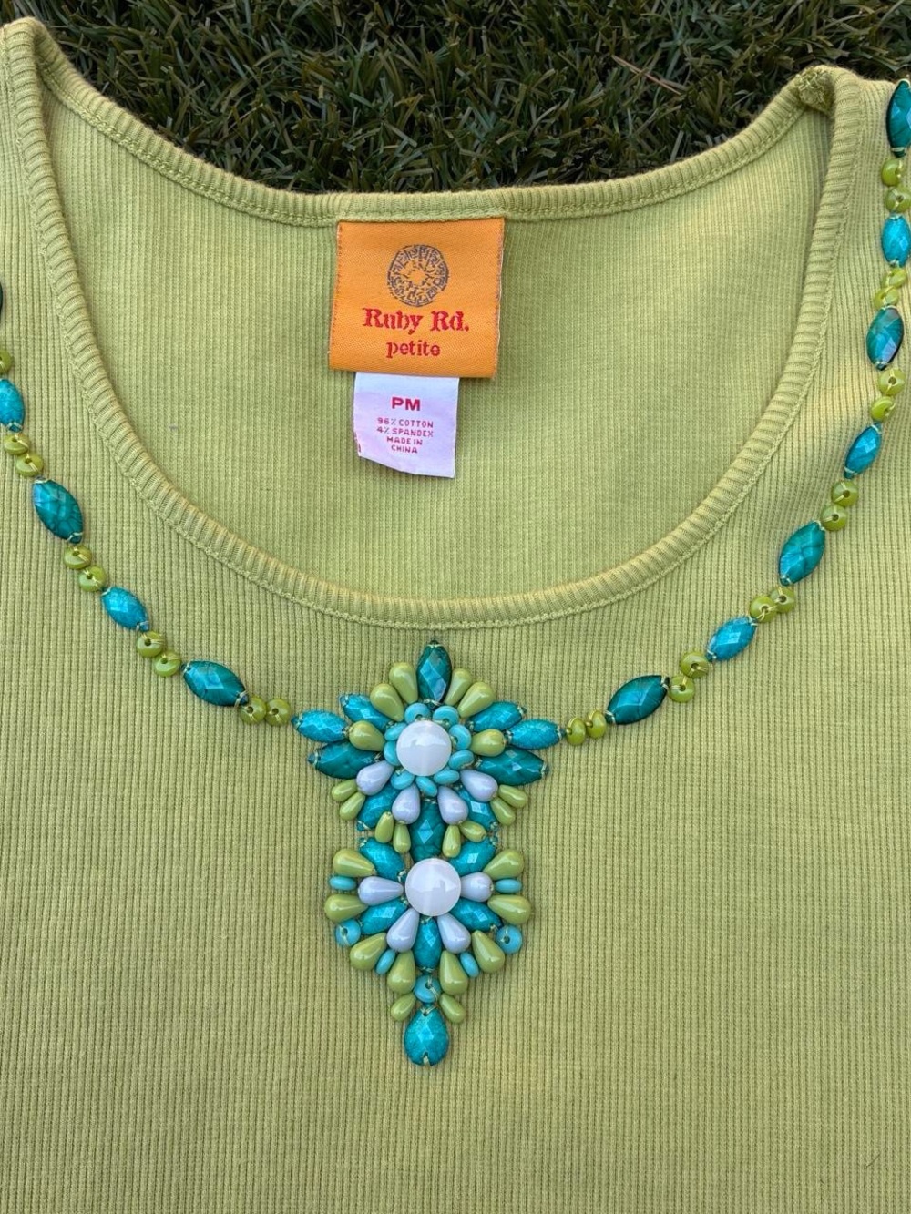 Ruby Rd. Lime Green Embellished Tank Top - Picture 2 of 4